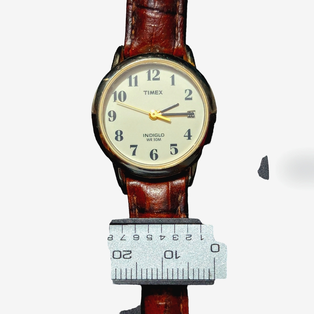 TIMEX INDIGLO WATCH, red wine LEATHER STRAP like new